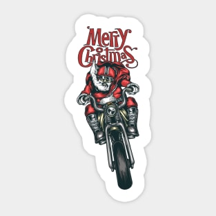 santa clause riding motorcycle Sticker